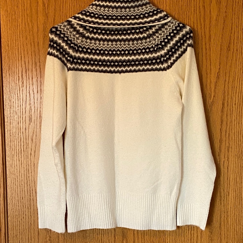 Currants Women’s Cream & Black Cowl Neck Sweater - Picture 5 of 7